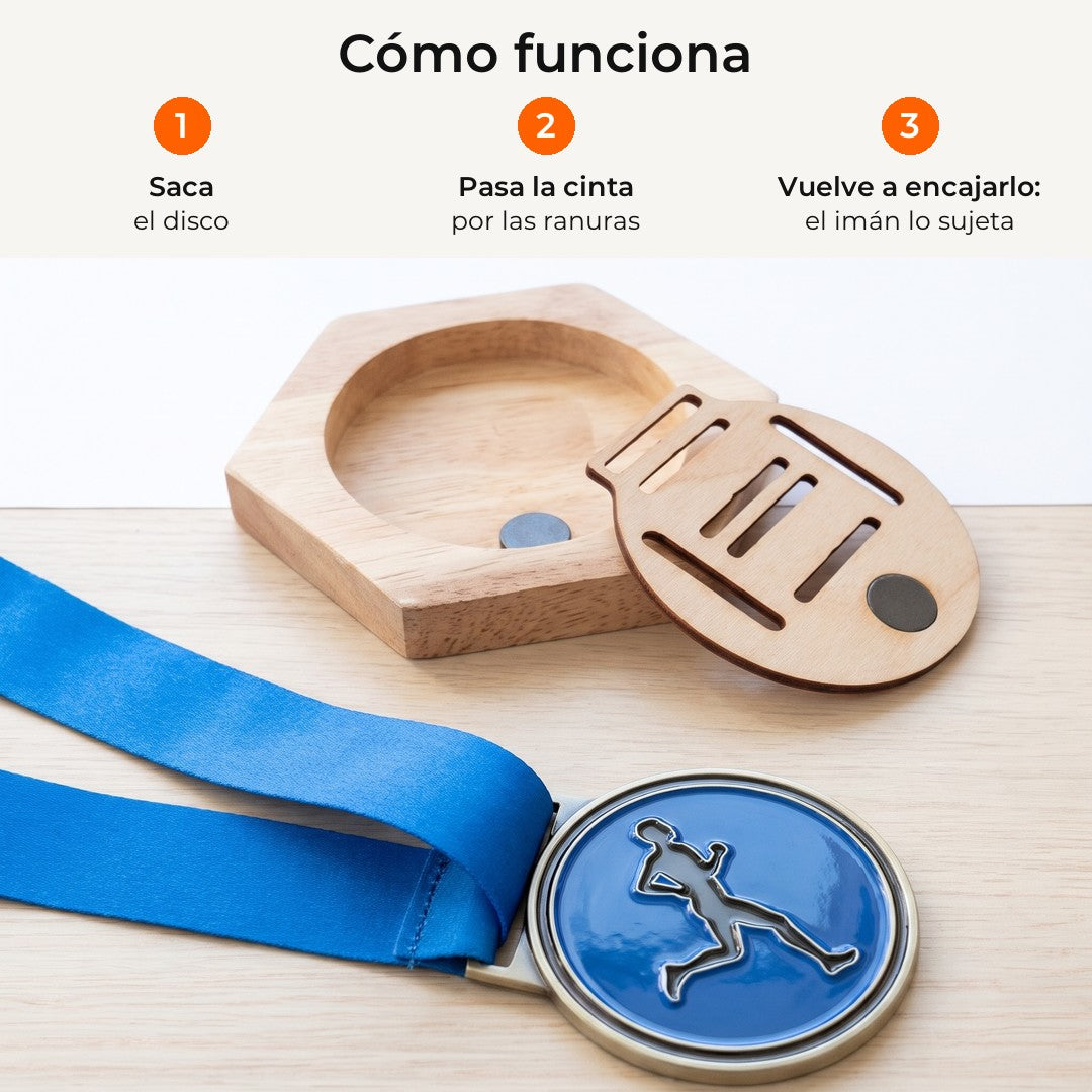 Cómo funciona en 3 pasos: disco con imán y ranuras para la cinta